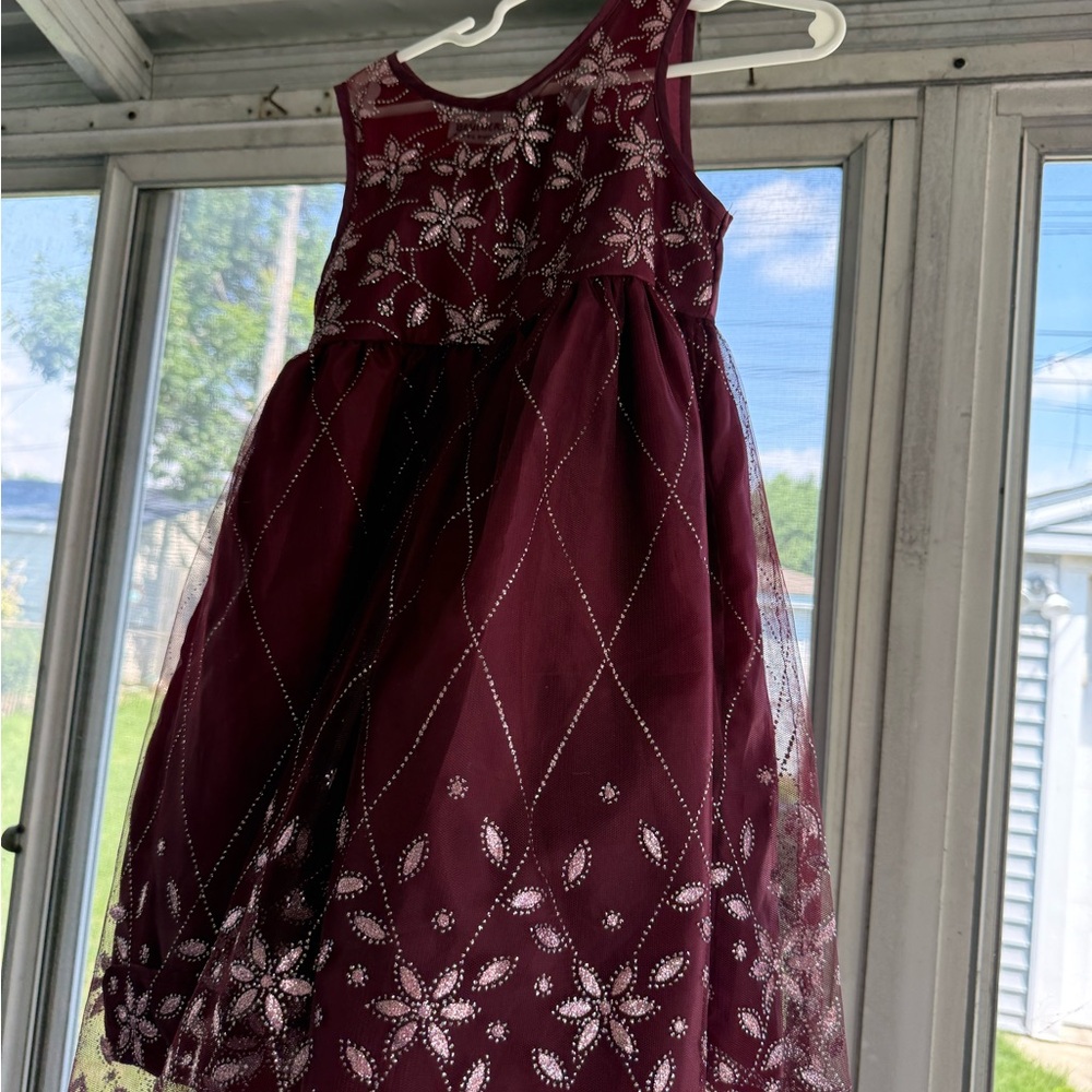 Blueberi Boulevard Burgundy Formal Kids Dress
